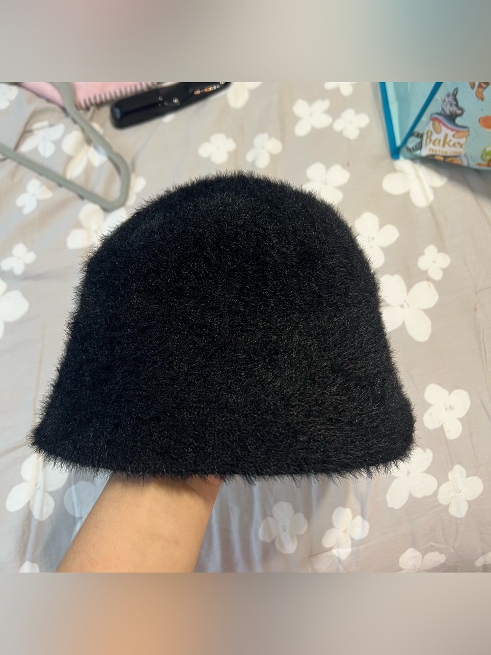 House of Harlow 1960 Fuzzy Black Kids Bucket Hat